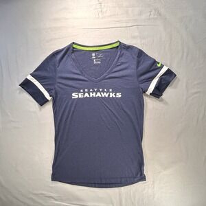 Nike Dri Fit Seattle Seahawks NFL short sleeve vneck Women's Medium Game‎ Day
